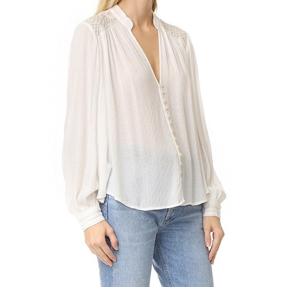 FREE PEOPLE Canyon Rose Button Down Top in Ivory - Picture 7 of 10